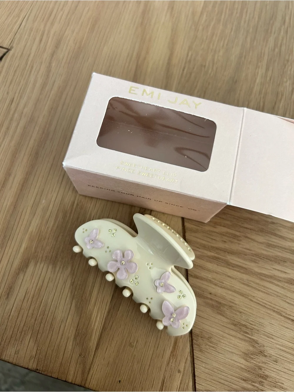 New Emi Jay Sweetheart Hair Claw Clip in Pink Angel Food
